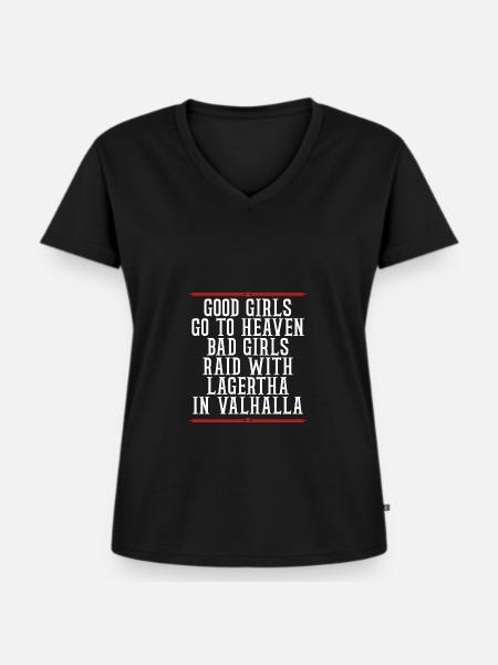 Böse Mädchen Überfallen In Walhalla - Frauen Premium Bio T-Shirt mit V-Ausschnitt - Schwarz