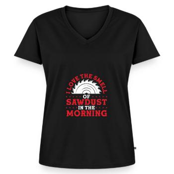 Sawdust in the morning - Women's Premium Organic V-neck T-shirt - black - Front - AI Model Female 172 light (172cm)