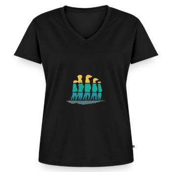 Meerkats Blue And Yellow - Women's Premium Organic V-neck T-shirt - black - Front - AI Model Female 172 light (172cm)