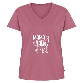 Süße Lama mama - Frauen Premium Bio T-Shirt mit V-Ausschnitt - Mauve - Vorne - AI Model Female 172 dark (172cm)