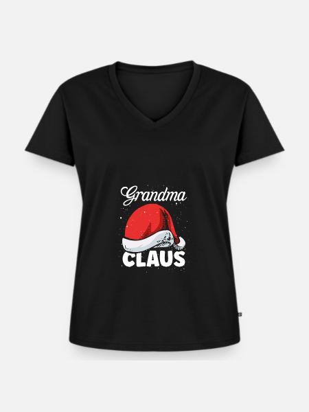 Weihnachtsmann Oma - Frauen Premium Bio T-Shirt mit V-Ausschnitt - Schwarz