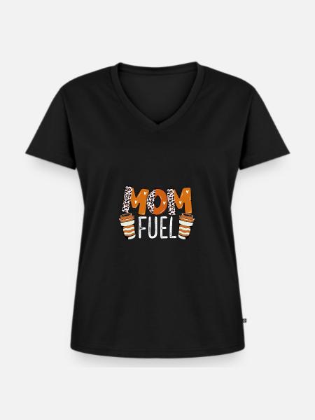 Mama Kaffee Brennstoff - Frauen Premium Bio T-Shirt mit V-Ausschnitt - Schwarz