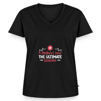 Une mère aime le trésor ultime - T-shirt encolure en V Premium bio Femme - noir - Devant - AI Model Female 172 light (172cm)