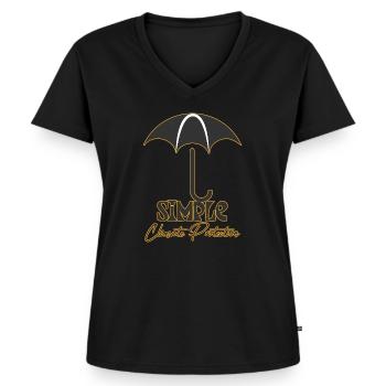 Simple - Climate Protection - Women's Premium Organic V-neck T-shirt - black - Front - AI Model Female 172 light (172cm)