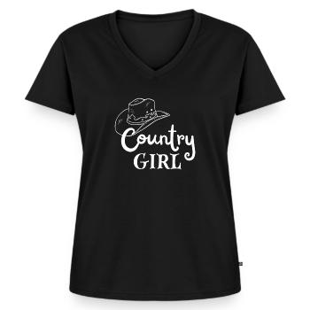 Country chapeau - T-shirt encolure en V Premium bio Femme - noir - Devant - AI Model Female 172 light (172cm)