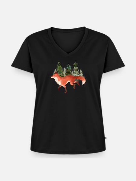 Fox Art Orange Forest Nature Wild Wolf Lover - Women's Premium Organic V-neck T-shirt - black
