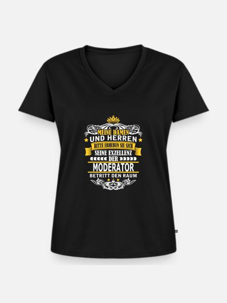 MODERATOR - Frauen Premium Bio T-Shirt mit V-Ausschnitt - Schwarz