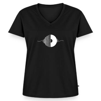 Disque de musique Vintage - T-shirt encolure en V Premium bio Femme - noir - Devant - AI Model Female 172 light (172cm)