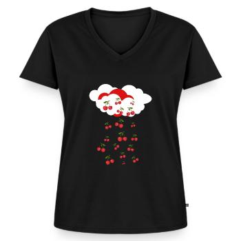 Cherry rain - Women's Premium Organic V-neck T-shirt - black - Front - AI Model Female 172 light (172cm)