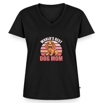 Meilleur chien du monde Mama Cocker Spaniel mignon - T-shirt encolure en V Premium bio Femme - noir - Devant - AI Model Female 172 light (172cm)
