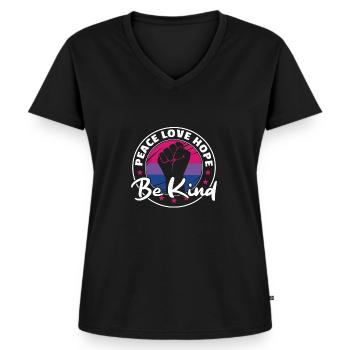 Pride Bi Flag Pride LGBTQ Peace love hope be kind - Frauen Premium Bio T-Shirt mit V-Ausschnitt - Schwarz - Vorne - AI Model Female 172 light (172cm)