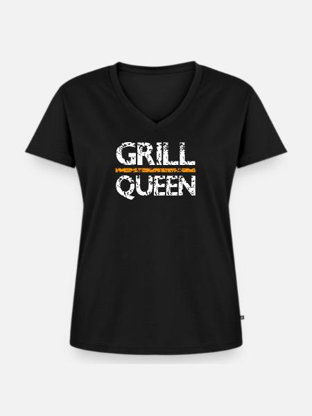 Grill Queen Grill - Women's Premium Organic V-neck T-shirt - black