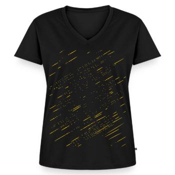 Abstrakte Strahlen / Linie / gold / Muster - Frauen Premium Bio T-Shirt mit V-Ausschnitt - Schwarz - Vorne - AI Model Female 172 light (172cm)
