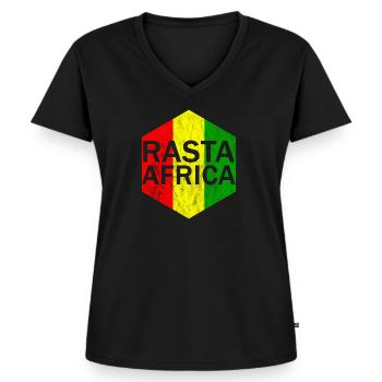 Rasta Africa - Women's Premium Organic V-neck T-shirt - black - Front - AI Model Female 172 light (172cm)