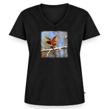 nature - Frauen Premium Bio T-Shirt mit V-Ausschnitt - Schwarz - Vorne - AI Model Female 172 light (172cm)
