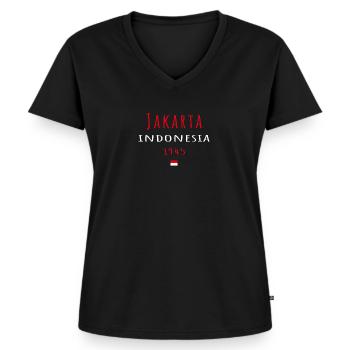 Jakarta Indonesia Jakarta indonesia Hoodie Gifts - Women's Premium Organic V-neck T-shirt - black - Front - AI Model Female 172 light (172cm)