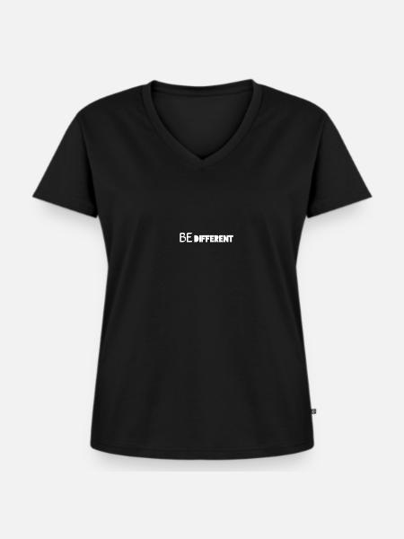 Be different - Frauen Premium Bio T-Shirt mit V-Ausschnitt - Schwarz