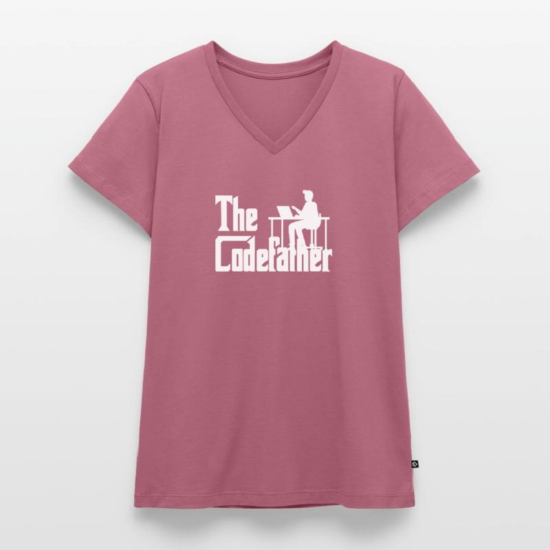 The Codefather Coding Programier Cadeau T-shirt encolure en V Premium bio Femme