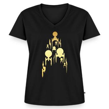 Star Trek Discovery Spaceships In Flight Gold - Women's Premium Organic V-neck T-shirt - black - Front - AI Model Female 172 light (172cm)