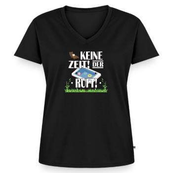Keine Zeit! Der Pool ruft! T-Shirt Design - Frauen Premium Bio T-Shirt mit V-Ausschnitt - Schwarz - Vorne - AI Model Female 172 light (172cm)