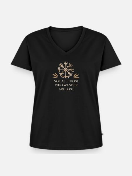Vegvisir - Frauen Premium Bio T-Shirt mit V-Ausschnitt - Schwarz