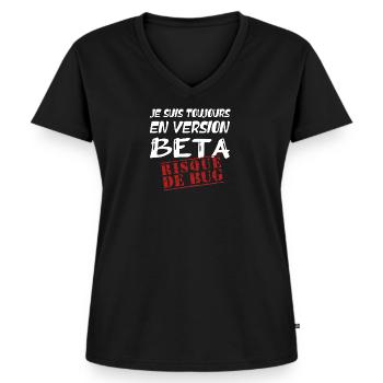 Cadeau Humour Programmeur Informatique Développeur - T-shirt encolure en V Premium bio Femme - noir - Devant - AI Model Female 172 light (172cm)