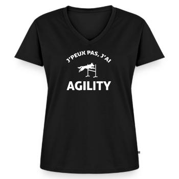 J PEUX PAS J AI AGILITY - T-shirt encolure en V Premium bio Femme - noir - Devant - AI Model Female 172 light (172cm)