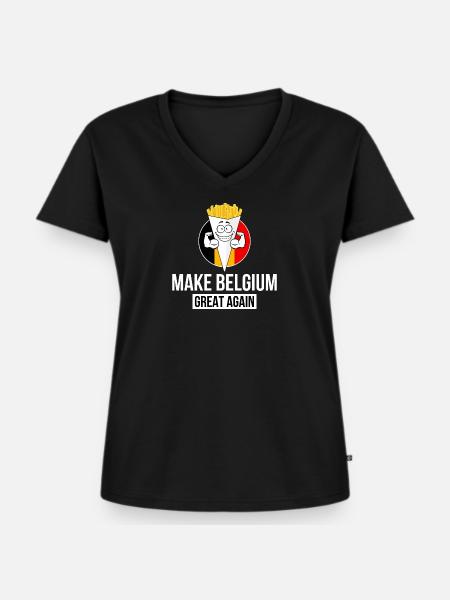 BELGIEN WIEDER GROSS MACHEN - Frauen Premium Bio T-Shirt mit V-Ausschnitt - Schwarz
