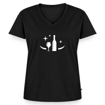 Weinglas - Frauen Premium Bio T-Shirt mit V-Ausschnitt - Schwarz - Vorne - AI Model Female 172 light (172cm)