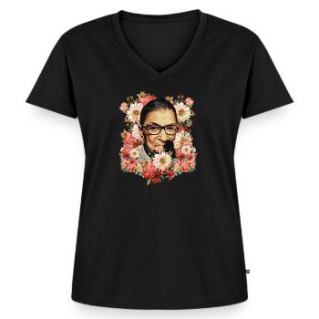 Ruth Bader Ginsburg Berüchtigte Blume - Frauen Premium Bio T-Shirt mit V-Ausschnitt - Schwarz - Vorne - AI Model Female 172 light (172cm)