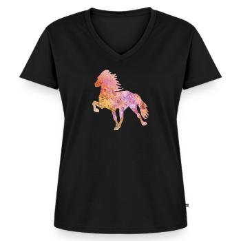 Tölter "Splash" - Women's Premium Organic V-neck T-shirt - black - Front - AI Model Female 172 light (172cm)