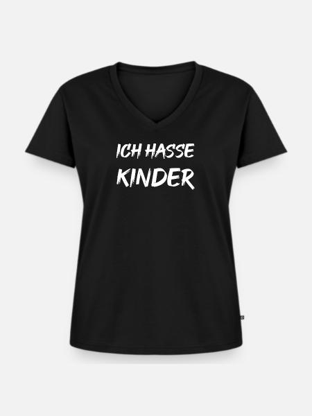 Ich hasse Kinder - Frauen Premium Bio T-Shirt mit V-Ausschnitt - Schwarz