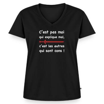 Humour Kaamelot - T-shirt encolure en V Premium bio Femme - noir - Devant - AI Model Female 172 light (172cm)