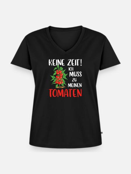 Gärtner Tomaten Tomate Gartenarbeit Strebergarten - Frauen Premium Bio T-Shirt mit V-Ausschnitt - Schwarz