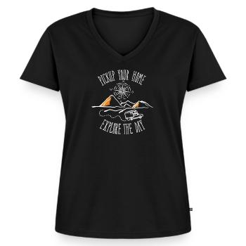 Pickup your home (weiss) - Frauen Premium Bio T-Shirt mit V-Ausschnitt - Schwarz - Vorne - AI Model Female 172 light (172cm)