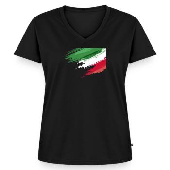Drapeau italien - T-shirt encolure en V Premium bio Femme - noir - Devant - AI Model Female 172 light (172cm)