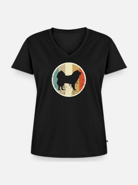 Eurasier - Frauen Premium Bio T-Shirt mit V-Ausschnitt - Schwarz