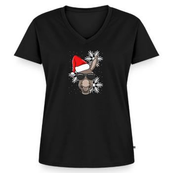 Lustige Weihnachten Esel-Liebhaber - Frauen Premium Bio T-Shirt mit V-Ausschnitt - Schwarz - Vorne - AI Model Female 172 light (172cm)