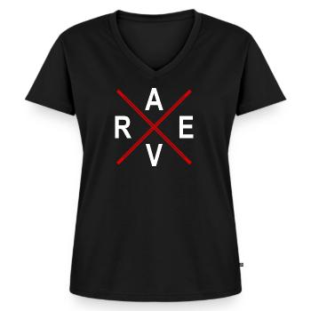 Rave Techno - Frauen Premium Bio T-Shirt mit V-Ausschnitt - Schwarz - Vorne - AI Model Female 172 light (172cm)