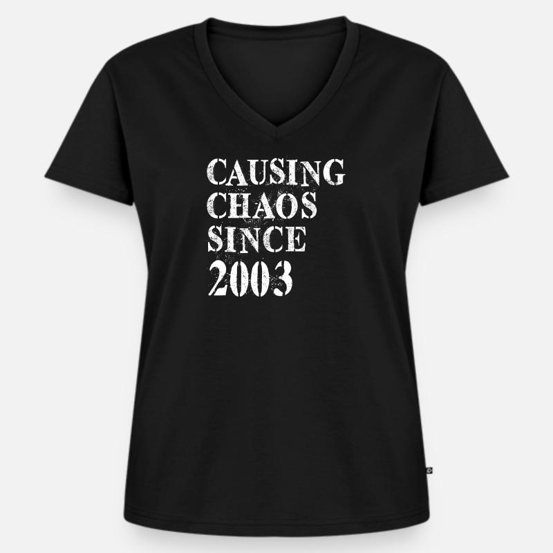 Causing Chaos since 2003 - Birthday 2003 - Women's Premium Organic V-neck T-shirt - black