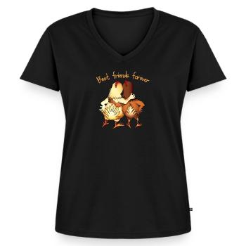 Meilleurs amis pour la vie - T-shirt encolure en V Premium bio Femme - noir - Devant - AI Model Female 172 light (172cm)