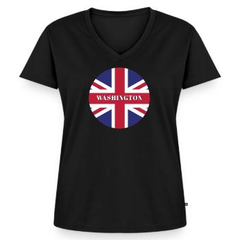Washington - Frauen Premium Bio T-Shirt mit V-Ausschnitt - Schwarz - Vorne - AI Model Female 172 light (172cm)