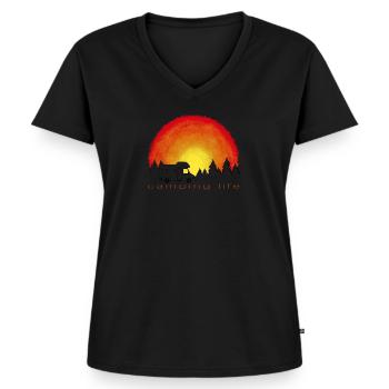Camping life - Frauen Premium Bio T-Shirt mit V-Ausschnitt - Schwarz - Vorne - AI Model Female 172 light (172cm)