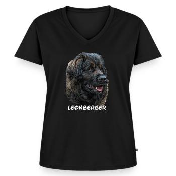 Leonberger,Hundekopf,Hunderasse,Hund,Hunderasse - Frauen Premium Bio T-Shirt mit V-Ausschnitt - Schwarz - Vorne - AI Model Female 172 light (172cm)