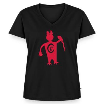 petroglyphe schamane vektor - Frauen Premium Bio T-Shirt mit V-Ausschnitt - Schwarz - Vorne - AI Model Female 172 light (172cm)