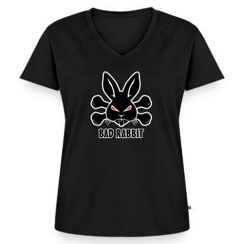 Bad Rabbit Hase - Frauen Premium Bio T-Shirt mit V-Ausschnitt - Schwarz - Vorne - AI Model Female 172 light (172cm)