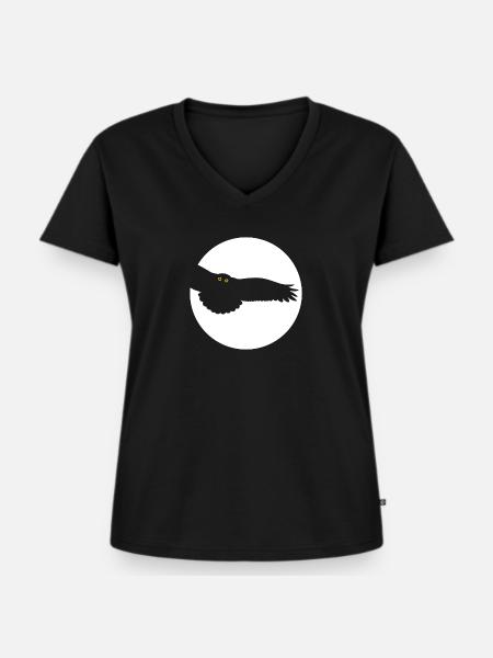 Nachteule - Frauen Premium Bio T-Shirt mit V-Ausschnitt - Schwarz