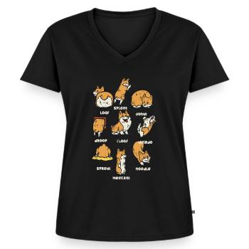Corgi s - T-shirt encolure en V Premium bio Femme - noir - Devant - AI Model Female 172 light (172cm)