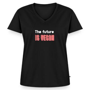 The future is vegan vegan vegan veganism - Women's Premium Organic V-neck T-shirt - black - Front - AI Model Female 172 light (172cm)