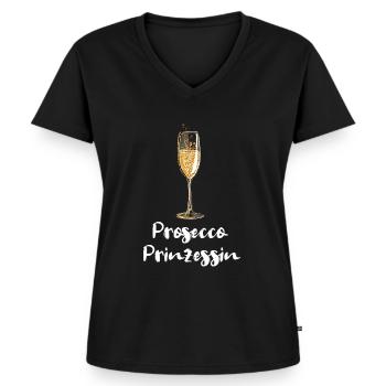 und Prosecco - Prosecco Prinzessin - Frauen Premium Bio T-Shirt mit V-Ausschnitt - Schwarz - Vorne - AI Model Female 172 light (172cm)